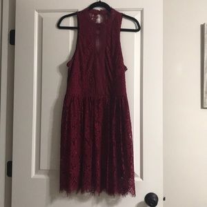 marroon lace mini dress! dressy!